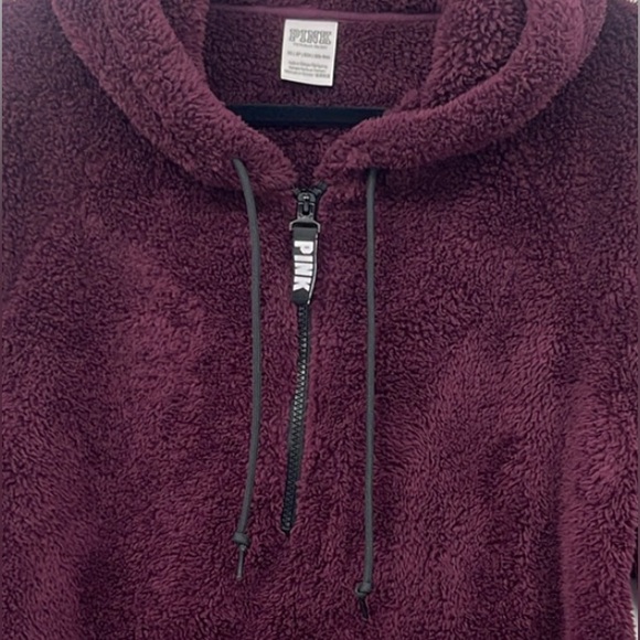 (#142) PINK Victoria’s Secret 1/2 Zip Oversized Sherpa Pullover - Picture 3 of 4